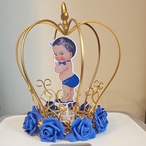 Gold and Blue Decorative Crown with Roses